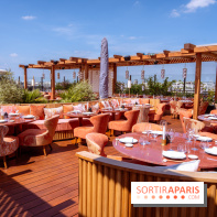 La terrasse en rooftop du Kinugawa à l'hôtel Sax Paris 7e