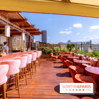 La terrasse en rooftop du Kinugawa à l'hôtel Sax Paris 7e