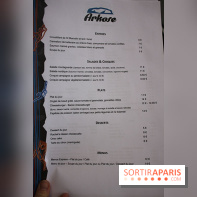 Arkose, la carte du menu