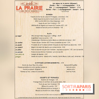La Prairie du petit resto : la carte