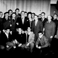 Lido 78,  Laurel et Hardy photographiés avec l'équipe de football de St Etienne