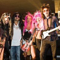 soirée, skyboard, rock band, étoile