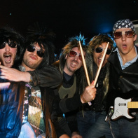 soirée, skyboard, rock band, étoile