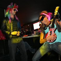 soirée, skyboard, rock band, étoile