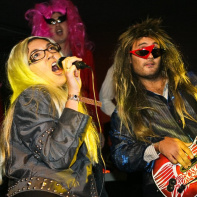 soirée, skyboard, rock band, étoile