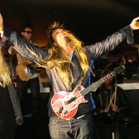 soirée, skyboard, rock band, étoile