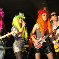 soirée, skyboard, rock band, étoile