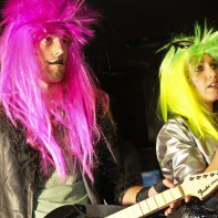 soirée, skyboard, rock band, étoile