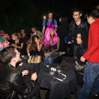 soirée, skyboard, rock band, étoile