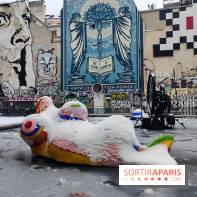 La Neige à Paris - fontaine Stravinsky