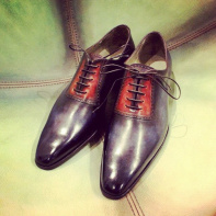 Souliers de la collection JMLEGAZEL, patine Dandy Blue