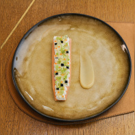 Le Sergent Recruteur - Truite irisée au goût légèrement boisé, crème fouettée au sirop d'érable, pomme verte et radis noir