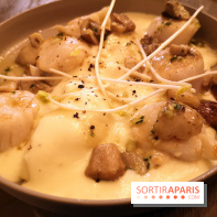 Madame Claude - Restaurant Paris 15ème - Coquilles Saint-Jacques D'Erquy, fricassée de cèpes, mousseline de pomme de terre bien beurrée