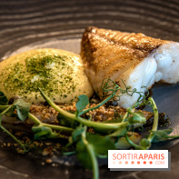 Sphère restaurant Paris 8e -queue de lotte rôtie - poireaux crayon -espuma beurre noisette