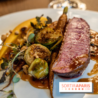 Sphère restaurant Paris 8e - filet de canette - chou de Bruxelles - mousseline potimarron