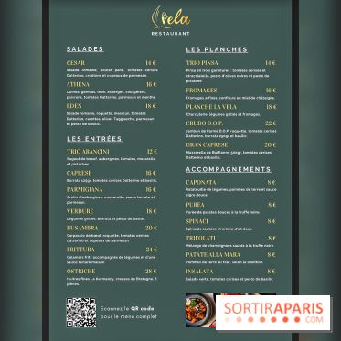 La Vela, le restaurant italien - méditerranéen de Boulogne - carte - menu