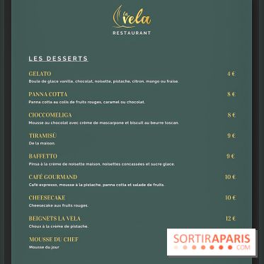 La Vela, le restaurant italien - méditerranéen de Boulogne - carte - menu