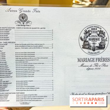 Le Tea Time de Mariage Frère - tea time de Noël - carte - menu