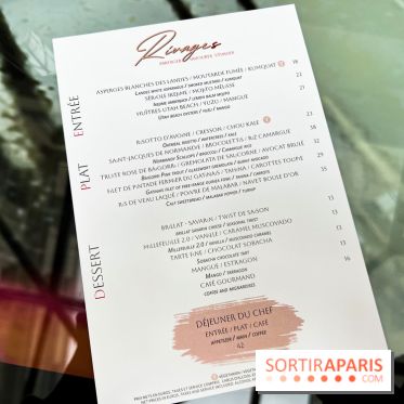 Rivages restaurant du Scribe par Martin Simolka - menu