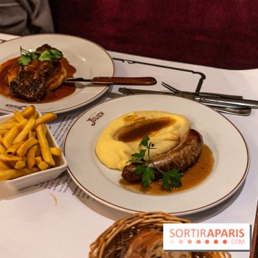 Le Bouillon Julien, la brasserie au sublime décor art nouveau, son menu et ses plats -  saucisse purée