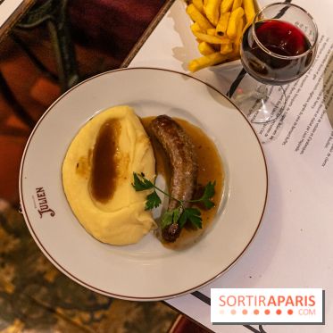 Le Bouillon Julien, la brasserie au sublime décor art nouveau, son menu et ses plats -  saucisse purée