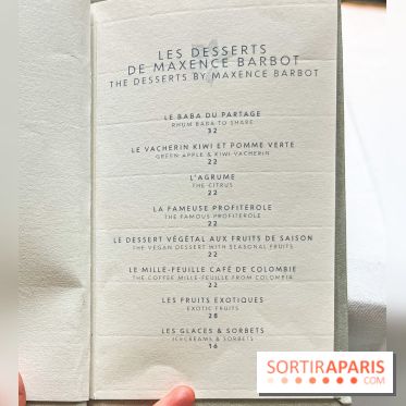 La Bauhinia par Quentin Testart au Shangri La Paris - menu - carte - dessert