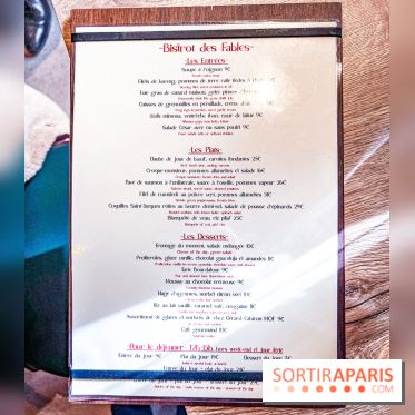 Le Bistrot des Fables - carte - menu