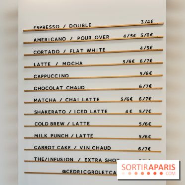 Cédric Grolet Café - Carte boissons chaudes