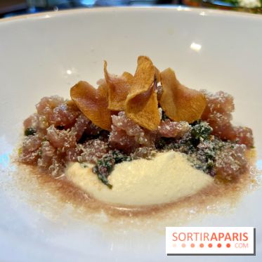 Kapara - Tartare de thon, olives, chips de topinambour
