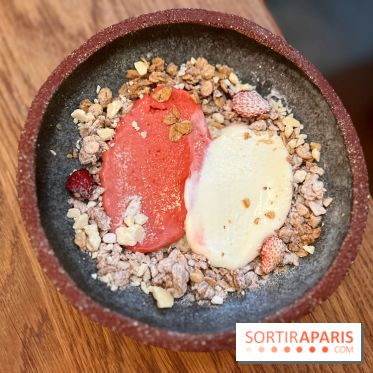 ChoCho - Dessert sorbet fraise, glace fior di latte