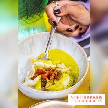 Belle Maison, Bistrot iodé, restaurant de poissons et fruits de mer Paris 9 -  seiche mariné et snacké