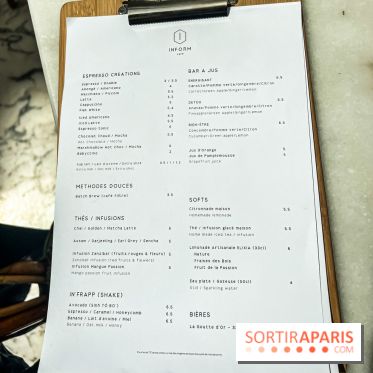 Inform Café, le coffee shop brunch sur fond de monument historique au Citéco - carte des boissons - menu
