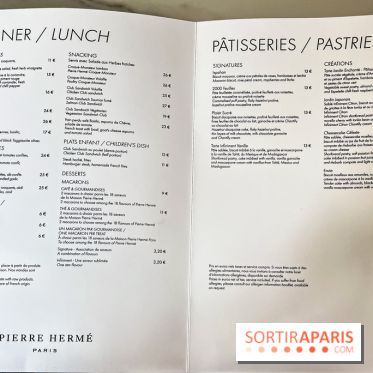 Le Café et la Pâtisserie Pierre Hermé à Versailles - Hôtel Les Lumières - carte - menu