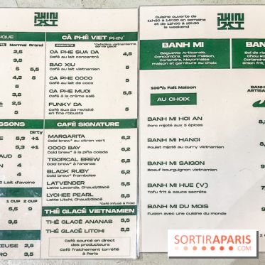 Phin Mi, le coffee shop vietnamien et banh mi Paris 5e - carte - menu 