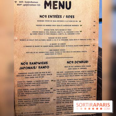 Gaijin Ramen restaurant - menu - carte