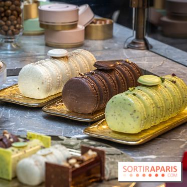 La bûche coffrets de Noël en trompe l'œil de Ladurée 2024 par Julien Alvarez et les créations de fête -  A7C2313