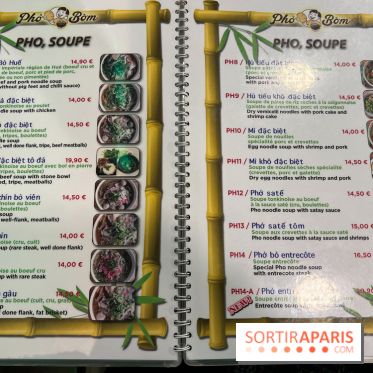 Pho Bom, le restaurant vietnamien, temple du pho et des nouilles Paris 13e -carte - menu - tarifs - prix