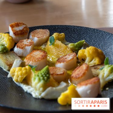 La Table du Château à Dampierre-en-Yvelines, le restaurant face au château - nos photos -  t Jacques poêlées, sauce aux épices douces et crème fraîche de Normandie 