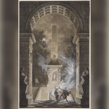 iinstitut suedois expo permanente - Louis Jean Desprez (1743 1804), Décors pour Sémiramis de Voltaire. Gouache sur papier. Photo Cecilia Heisser   Nationalmuseum