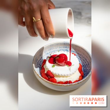 Maison Delano restaurant et terrasse cachée Paris 8e - dessert de fraises