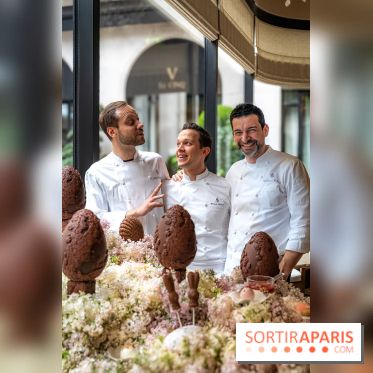 L'Oeuf de Pâques floral du George V Paris 2026 par Michael Bartocetti - les photos  - chefs - Michael Bartocetti, William Renaud, Guillaume Cabrol