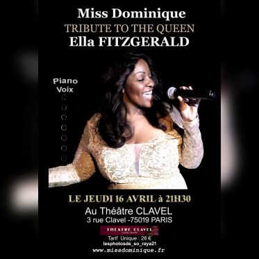 Miss Dominique en concert à Paris : hommages à Aretha Franklin et Ella Fitzgerald - Affiche CLAVEL
