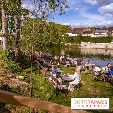 La terrasse du Moulin de Nemours, la guinguette estivale en bord de Loing 77 - A7C04889