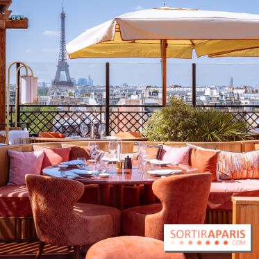 La terrasse en rooftop du Kinugawa à l'hôtel Sax Paris 7e