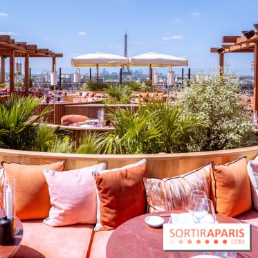 La terrasse en rooftop du Kinugawa à l'hôtel Sax Paris 7e