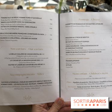 La terrasse jardin du Sax Hotel avec piscine - carte - menu