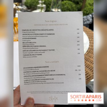 La terrasse jardin du Sax Hotel avec piscine - carte - menu