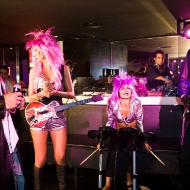 soirée, skyboard, rock band, étoile