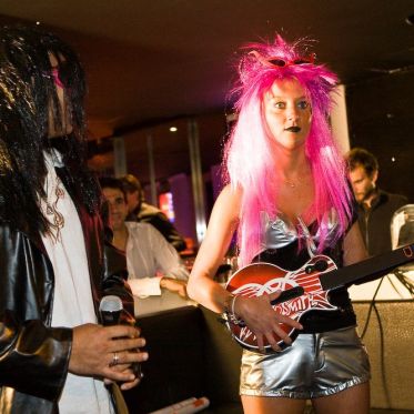 soirée, skyboard, rock band, étoile