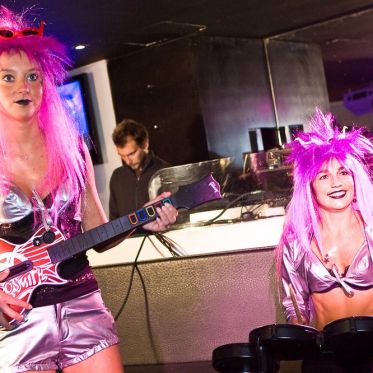 soirée, skyboard, rock band, étoile